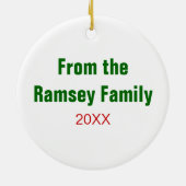 Snowman Weihnachts-Strumpf Foto Individuelle Name Keramikornament (Hinten)