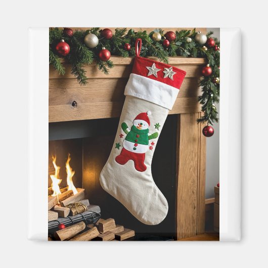 Snowman Weihnachts-Strumpf Magnet (Vorne)