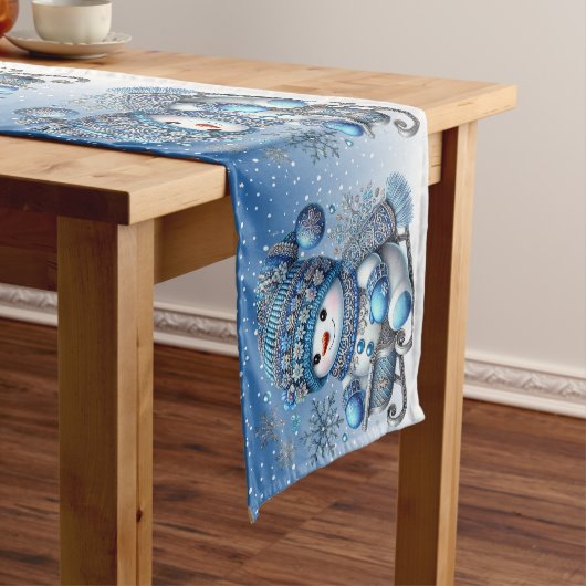 Snowman Weihnachts-Tischtennisläufer Mittelgroßer Tischläufer (Beispiel)