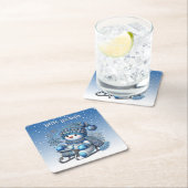 Snowman Weihnachts-Weihnachtsbuch-Untersetzer Rechteckiger Pappuntersetzer (Vor Ort)