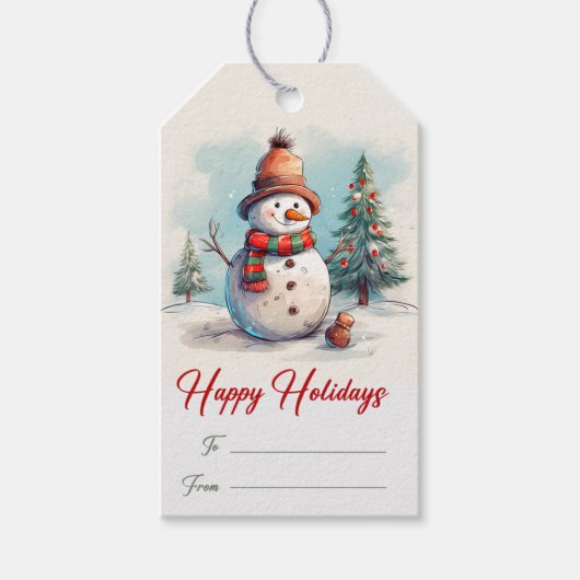 Snowman Weihnachts-Weihnachtsgeschenk Tags Geschenkanhänger (Vorderseite)