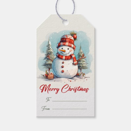 Snowman Weihnachts-Weihnachtsgeschenk Tags Geschenkanhänger (Vorderseite)