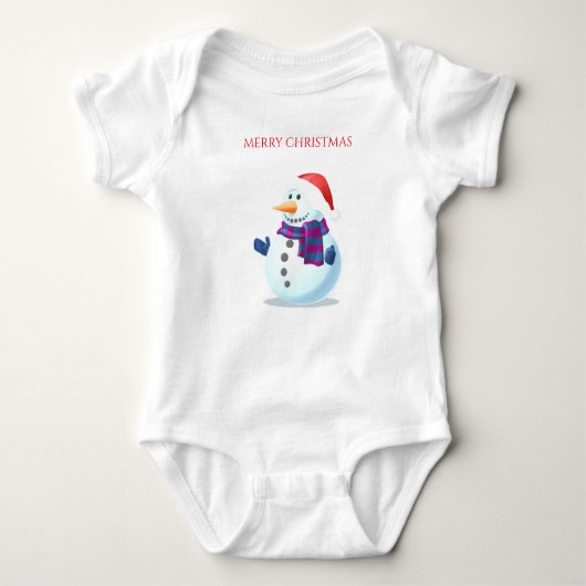 Snowman-Weihnachtsbaby Jersey Bodysuit. Baby Strampler (Vorderseite)