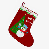 Snowman-Weihnachtsbaum personalisiert Großer Weihnachtsstrumpf (Vorderansicht (hängend))