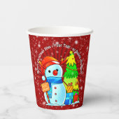 Snowman Weihnachtsbaum präsentiert Jahr Text rot Pappbecher (Rückseite)