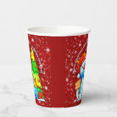 Snowman Weihnachtsbaum präsentiert Jahr Text rot Pappbecher (Links)