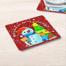 Snowman Weihnachtsbaum präsentiert Jahr Text rot