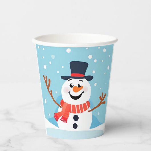 Snowman Weihnachtsfeier Papier Becher (Vorderseite)
