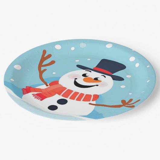 Snowman Weihnachtsfeiertag-Platte Pappteller (Schrägansicht)