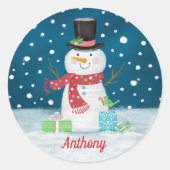 Snowman Weihnachtsfest Personalisiert Sticker (Vorderseite)
