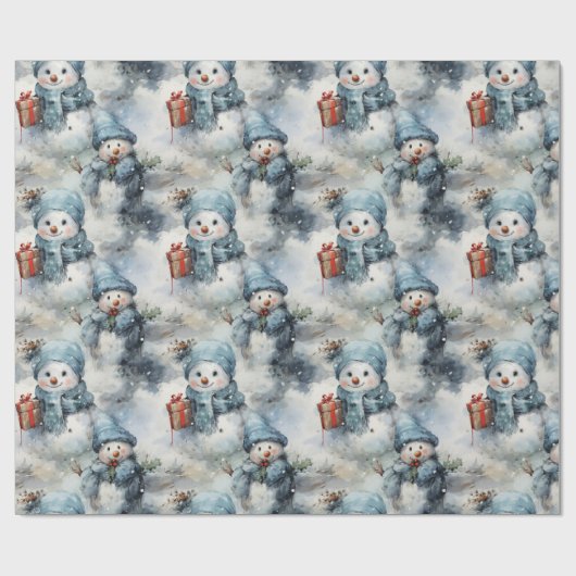 Snowman Weihnachtsgeschenk Wrapping Paper Geschenkpapier (Flach)