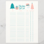 Snowman Weihnachtsgeschenke Liste Geschenkpapier (Rückseite)