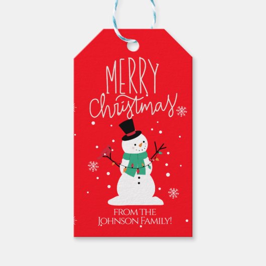 Snowman Weihnachtsgeschenke Tags Geschenkanhänger (Vorderseite)