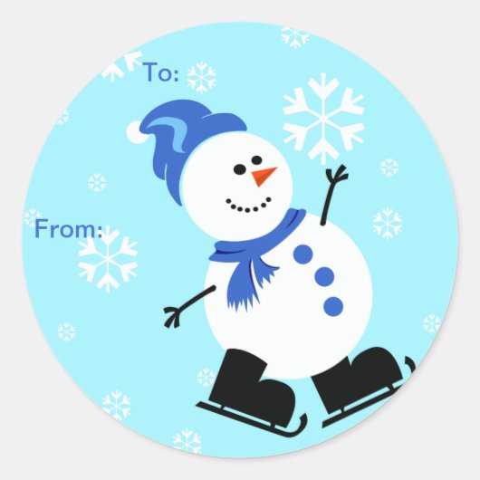 Snowman Weihnachtsgeschenke Tags Runder Aufkleber (Vorderseite)