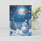 Snowman Weihnachtskarte lächeln Feiertagskarte (Stehend Vorderseite)
