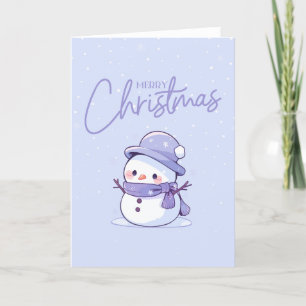 Snowman Weihnachtskarte mit Lila Hintergrund Feiertagskarte