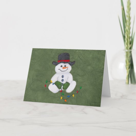 Snowman Weihnachtskarte sitzen Feiertagskarte (Vorderseite)