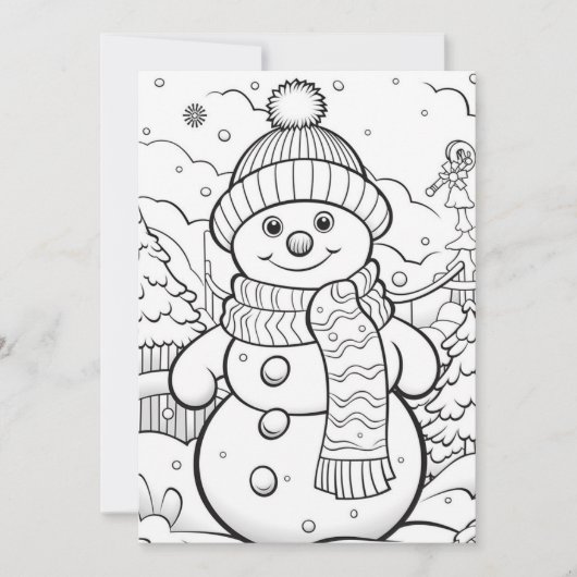 Snowman Weihnachtskids Winter Homeschool Coloring Feiertagskarte (Vorderseite)