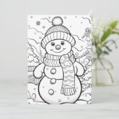 Snowman Weihnachtskids Winter Homeschool Coloring Feiertagskarte (Stehend Vorderseite)