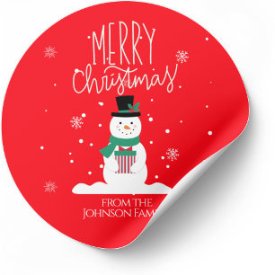 Snowman Weihnachtskleber: Personalisieren Sie Freu Runder Aufkleber