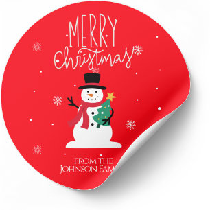 Snowman Weihnachtskleber: Personalisierte Freude Runder Aufkleber