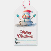 Snowman Weihnachtsmarken erfreuen Geschenkanhänger (Vorderseite)