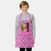 Snowman Weihnachtsname und Foto Girly Pink Schürze (Getragen)