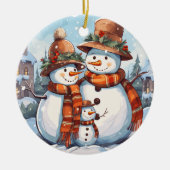 Snowman-Weihnachtsschmuck Keramik Ornament (Vorne)