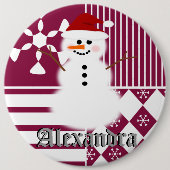 Snowman-WeihnachtsStrumpf-Namen-Umbau-Knöpfe Button (Vorderseite)