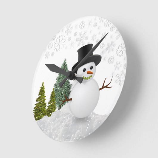 Snowman White Christmas Wohngestaltung Runde Wanduhr (Winkel)