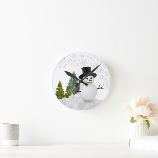 Snowman White Christmas Wohngestaltung  Runde Wanduhr (Zuhause)