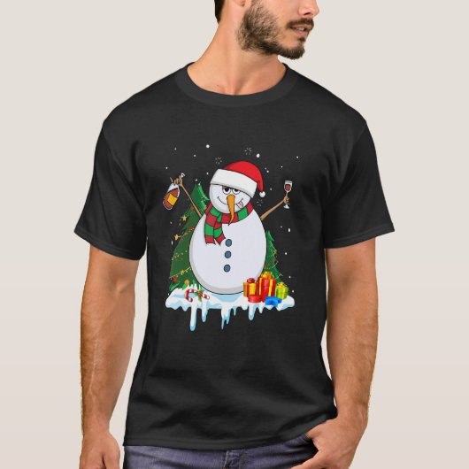 Snowman Wine Christmas  Drinking Wine  Xmas T-Shirt (Vorderseite)