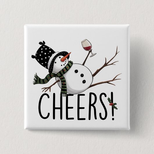 Snowman Wine Christmas Funny Drinking Wine Santa Button (Vorderseite)