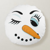 Snowman Winking Funny Weihnachten Rundes Kissen (Vorderseite)