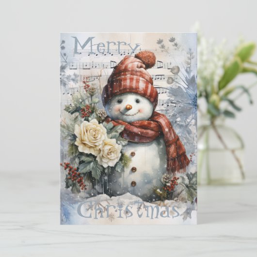 Snowman Winter Christmas Feiertagskarte (Stehend Vorderseite)