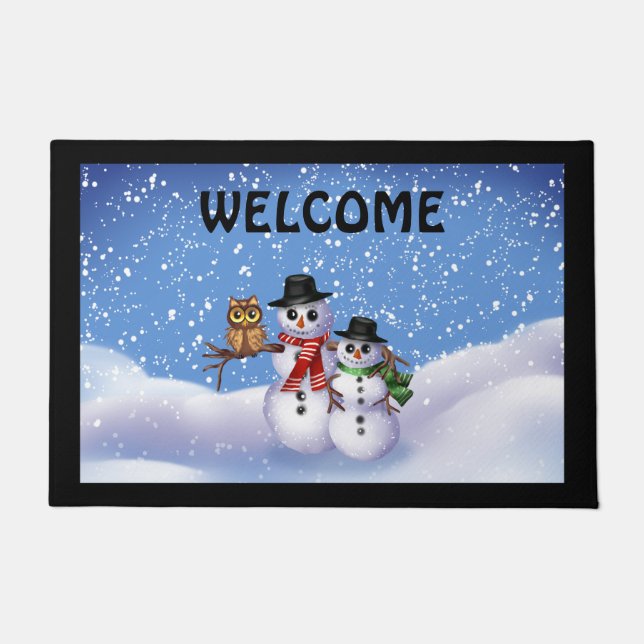Snowman Winter Door Mat Fußmatte (Vorderseite)