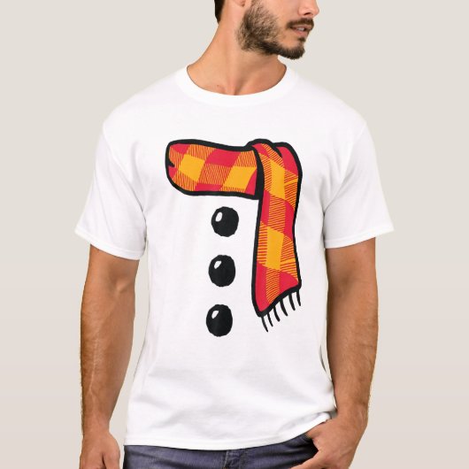 Snowman Winter Drei schwarze Tasten Scarf Kostüm T-Shirt (Vorderseite)