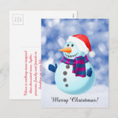 Snowman Winter Frohe Weihnachtsschnee Feiertagspostkarte (Vorne/Hinten)
