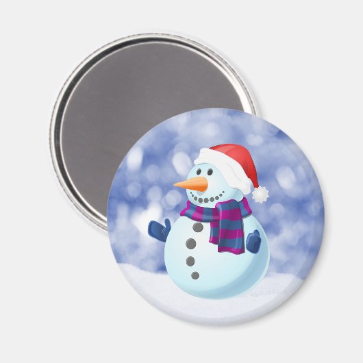 Snowman Winter Frohe Weihnachtsschnee Magnet (Vorderseite/Rückseite)