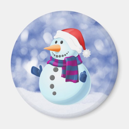 Snowman Winter Frohe Weihnachtsschnee Magnet (Vorne)