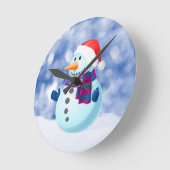Snowman Winter Frohe Weihnachtsschnee Runde Wanduhr (Winkel)