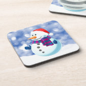 Snowman Winter Frohe Weihnachtsschnee Untersetzer (Linke Seite)