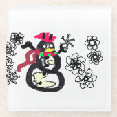 Snowman winter glasuntersetzer (Vorderseite)