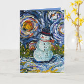 Snowman Winter Grußkarte Karte (Gelbe Blume)