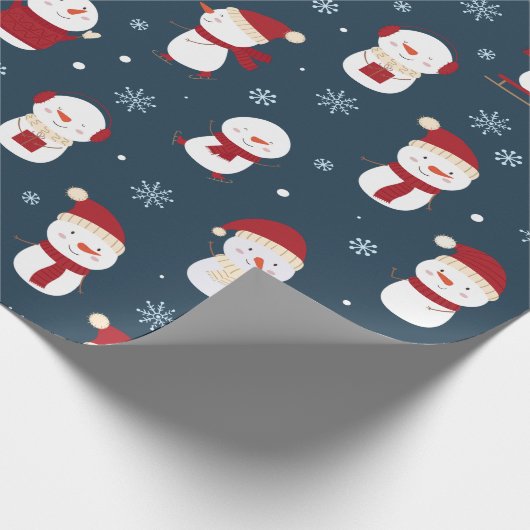 Snowman Winter Hats Geschenkpapier (Ecke)