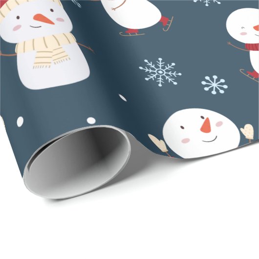 Snowman Winter Hats Geschenkpapier (Rolleneckpunkt)