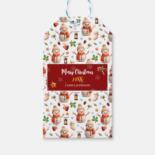 Snowman Winter Holiday - Merry Christmas Geschenkanhänger (Vorderseite)