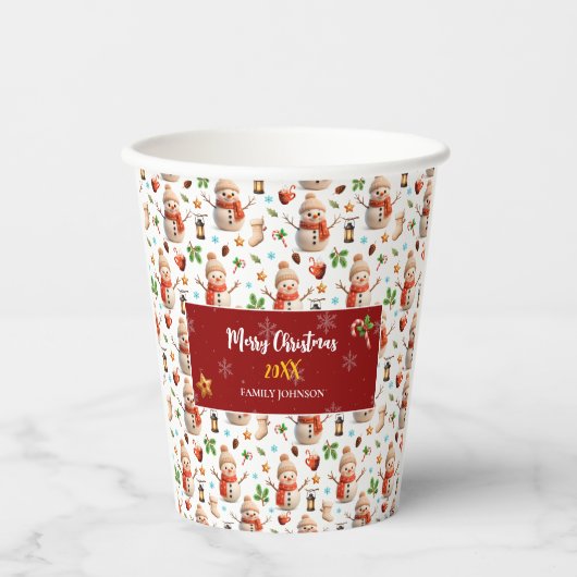 Snowman Winter Holiday - Merry Christmas Pappbecher (Vorderseite)