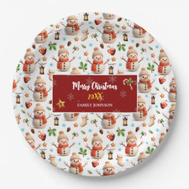 Snowman Winter Holiday - Merry Christmas Pappteller