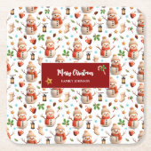 Snowman Winter Holiday - Merry Christmas Rechteckiger Pappuntersetzer (Vorderseite)